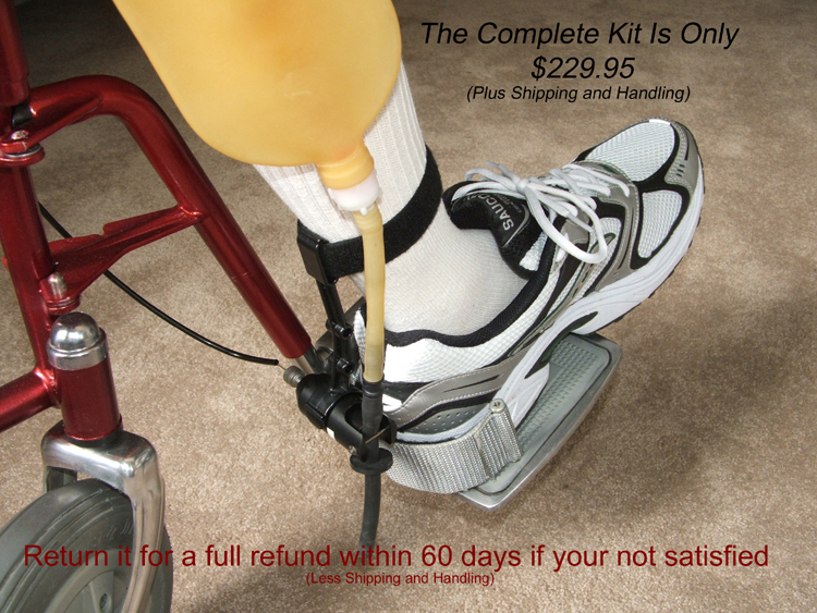 Leg Bag Emptier Installed on Wheelchair